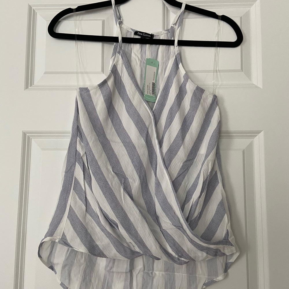 Pink Clover Faux Wrap Tank NWT